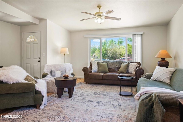 806 Bluerock Rd, Gardnerville, NV 89460 - living area featuring a ceiling fan and wood finished floors