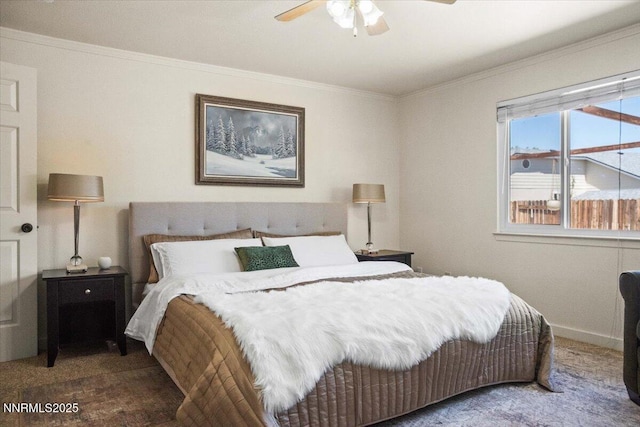 806 Bluerock Rd, Gardnerville, NV 89460 - carpeted bedroom with crown molding and ceiling fan