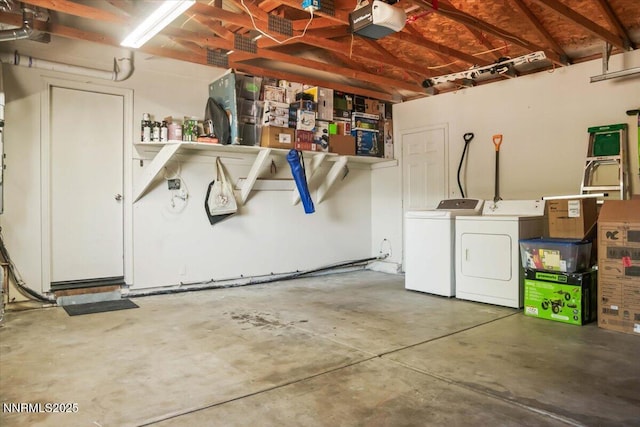 806 Bluerock Rd, Gardnerville, NV 89460 - garage with washer and clothes dryer and a garage door opener