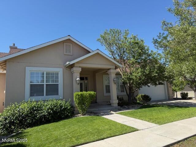 1313 Cedar Creek Cir, Gardnerville, NV 89460 - view of front of property featuring a front lawn, stucco siding, and concrete driveway