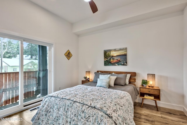 997 Dorcey Dr, Incline Village, NV 89451 - bedroom featuring wood finished floors, ceiling fan, and baseboards