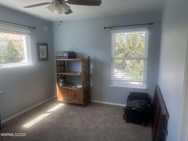 2860 Brittania Ct, Reno, NV 89523 - living area featuring ceiling fan, carpet flooring, and baseboards
