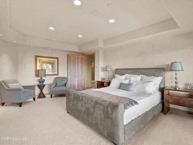 563 Knotty Pine Dr, Incline Village, NV 89451 - bedroom with light colored carpet, recessed lighting, and a raised ceiling