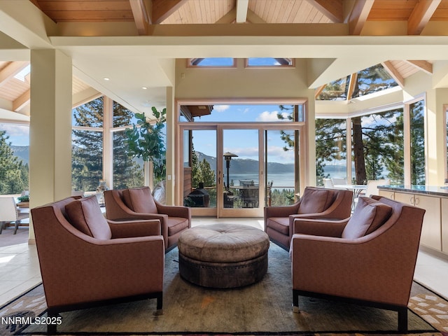 563 Knotty Pine Dr, Incline Village, NV 89451 - sunroom / solarium featuring wood ceiling and a mountain view