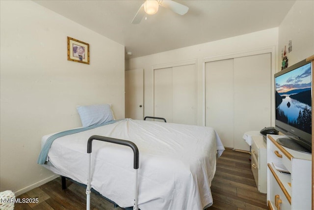 110 Smithridge Park, Reno, NV 89502 - bedroom featuring multiple closets, wood finished floors, a ceiling fan, and baseboards