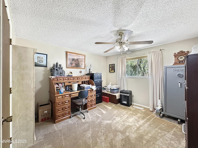 1331 Stephanie Way, Minden, NV 89423 - home office with ceiling fan, a textured ceiling, and carpet floors
