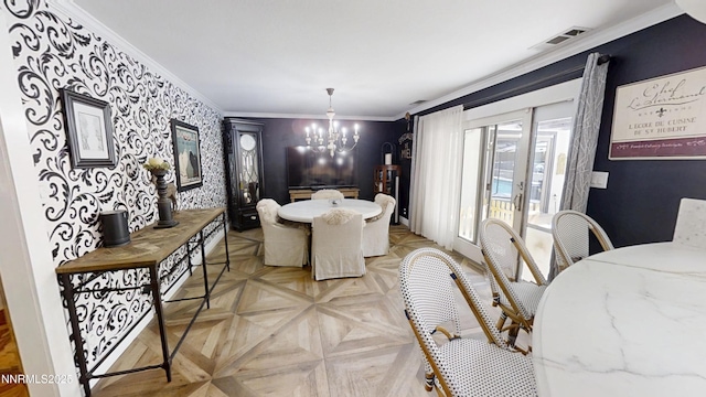 5000 Saint Andrews Dr, Reno, NV 89502 - dining area featuring a chandelier and ornamental molding