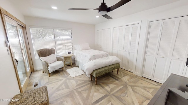 5000 Saint Andrews Dr, Reno, NV 89502 - bedroom with multiple windows, multiple closets, recessed lighting, baseboards, and a ceiling fan