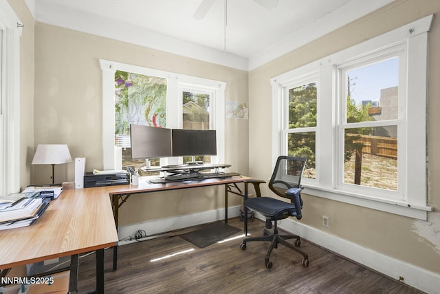 1341 N Virginia St, Reno, NV 89503 - office space with wood finished floors, healthy amount of natural light, a ceiling fan, and baseboards