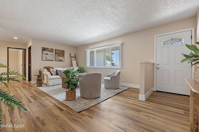 295 Sandia Dr, Fernley, NV 89408 - living area featuring light wood-type flooring, a textured ceiling, baseboards, and recessed lighting