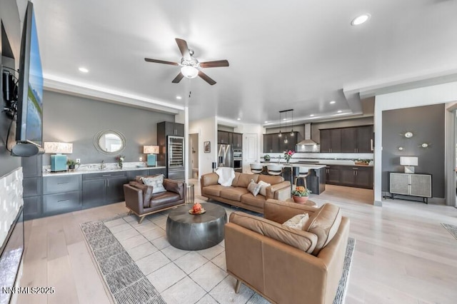 1536 Elk Run Trl, Reno, NV 89523 - living room with ceiling fan, recessed lighting, and light wood-style floors