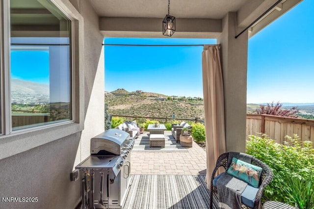 1536 Elk Run Trl, Reno, NV 89523 - view of patio / terrace featuring grilling area, outdoor lounge area, and a mountain view