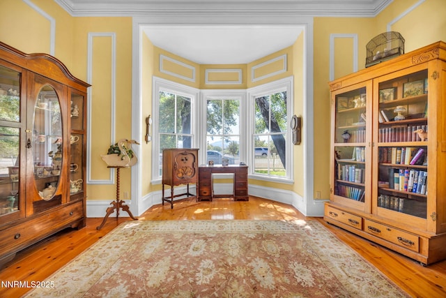 2350 Jacks Valley Rd, Genoa, NV 89411 - sitting room featuring hardwood / wood-style flooring, ornamental molding, and baseboards