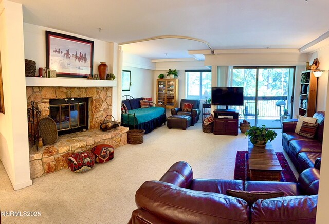 333 Ski Way Unit 274, Incline Village, NV 89451 - living area featuring carpet floors and a fireplace
