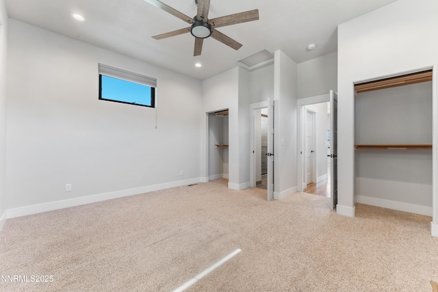 2620 Old Ranch Rd, Gardnerville, NV 89410 - unfurnished bedroom with light colored carpet, recessed lighting, and ceiling fan