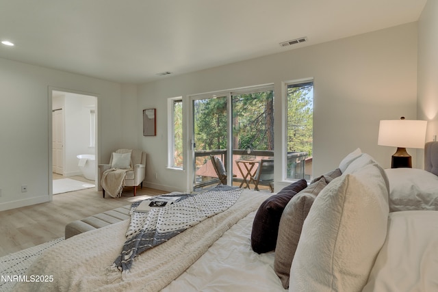 471 Kent Way, Zephyr Cove, NV 89448 - bedroom featuring baseboards, wood finished floors, ensuite bathroom, and recessed lighting