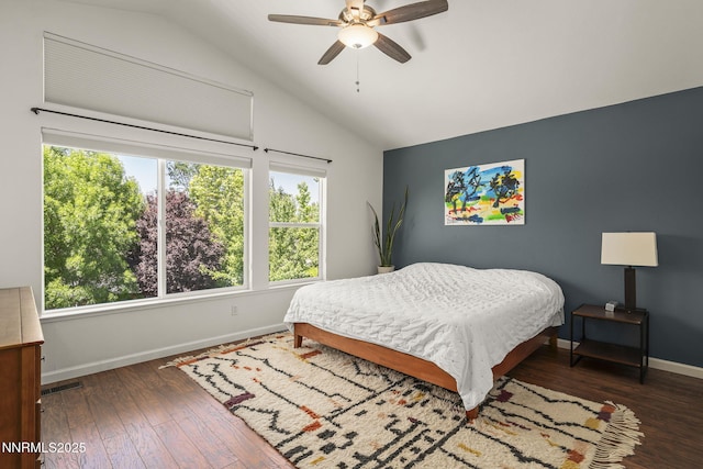 9783 Northrup Dr, Reno, NV 89521 - bedroom featuring vaulted ceiling, wood-type flooring, and ceiling fan