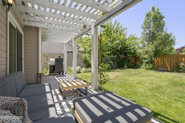 9783 Northrup Dr, Reno, NV 89521 - fenced backyard featuring a pergola, a patio, and a grill