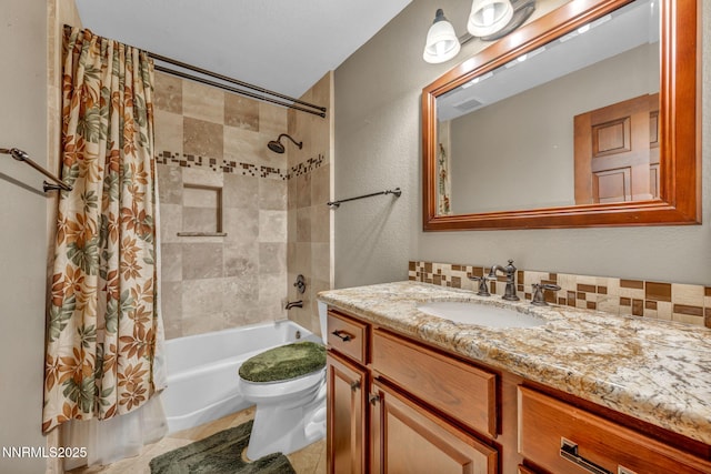 4215 Wild Eagle Ter, Reno, NV 89511 - full bath featuring vanity, shower / bathtub combination with curtain, backsplash, and a textured wall