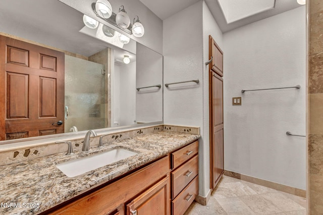 4215 Wild Eagle Ter, Reno, NV 89511 - full bath featuring a shower with shower door, vanity, and tile patterned flooring