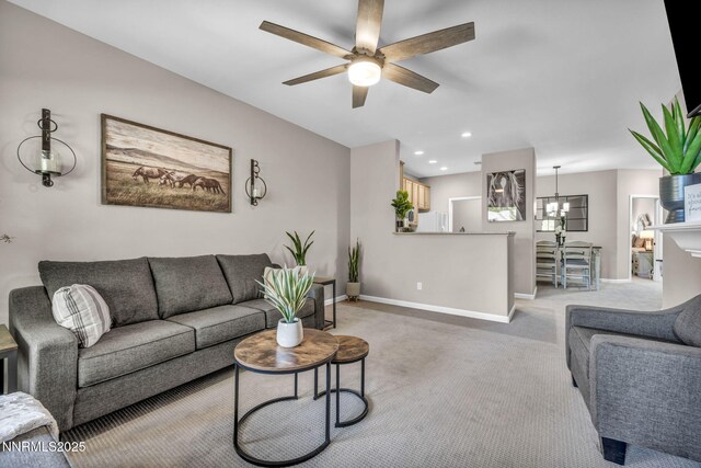 900 S Meadows Pkwy Unit 2623, Reno, NV 89521 - living area featuring ceiling fan, baseboards, light carpet, recessed lighting, and a chandelier