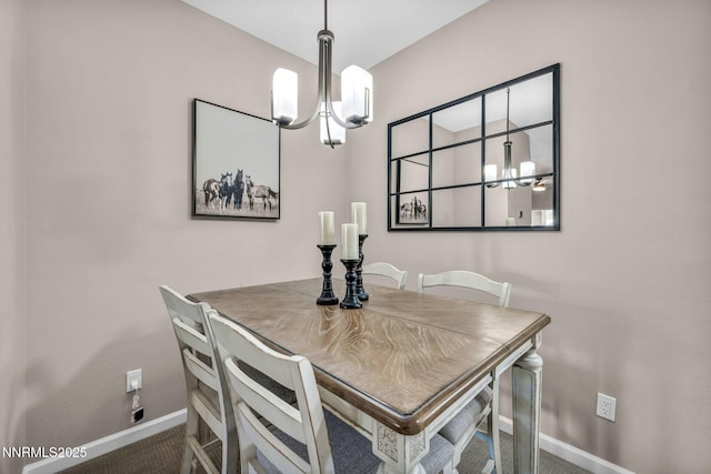 900 S Meadows Pkwy Unit 2623, Reno, NV 89521 - dining area with a chandelier, baseboards, and carpet flooring