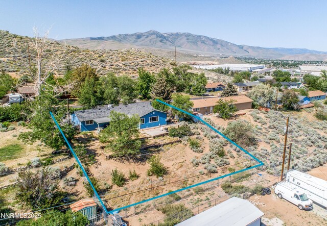 8725 Paloma Way, Reno, NV 89506 - aerial overview of property's location featuring property boundaries highlighted and mountains