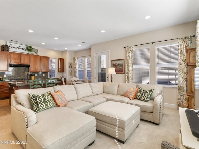 7693 Stone Bluff Way, Reno, NV 89523 - living area featuring recessed lighting, baseboards, and light colored carpet
