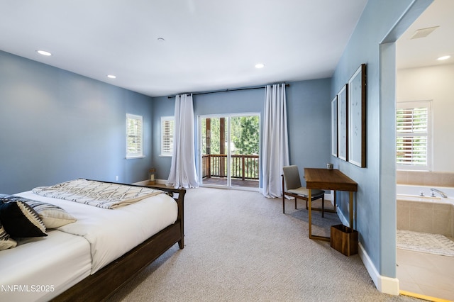 1314 Saint Gallen Ct, Incline Village, NV 89451 - bedroom with access to outside, multiple windows, carpet floors, baseboards, and recessed lighting