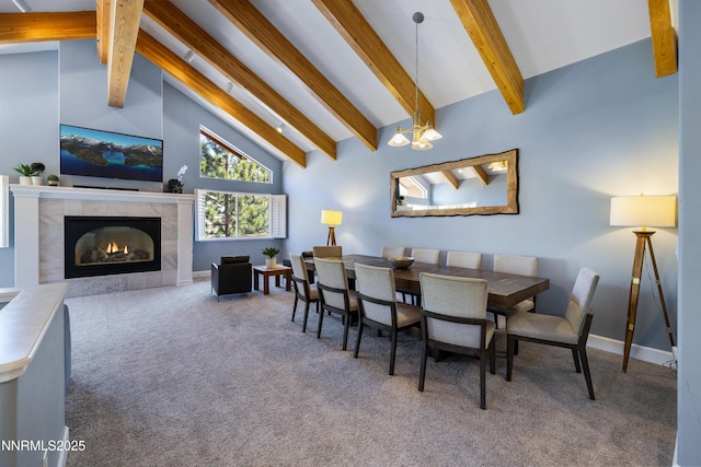 1314 Saint Gallen Ct, Incline Village, NV 89451 - carpeted dining space with a fireplace and a chandelier