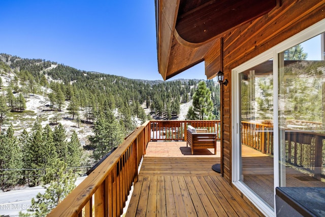 1314 Saint Gallen Ct, Incline Village, NV 89451 - snow covered deck featuring a mountain view and a forest view