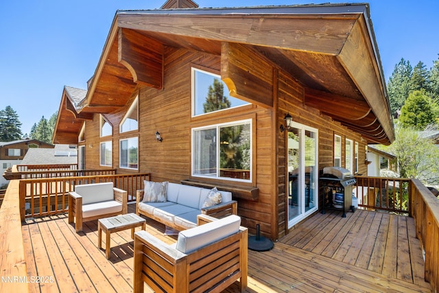 1314 Saint Gallen Ct, Incline Village, NV 89451 - wooden terrace with a grill and outdoor lounge area