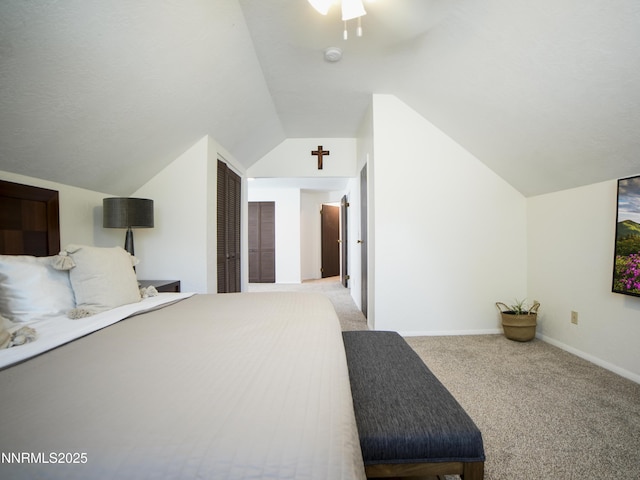 5026 Snowy Mountain Dr, Winnemucca, NV 89445 - carpeted bedroom with vaulted ceiling and baseboards