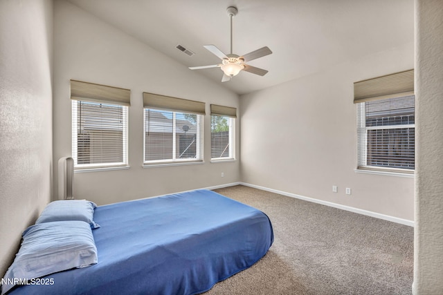 1771 Walnut Dr, Fernley, NV 89408 - carpeted bedroom with vaulted ceiling and a ceiling fan