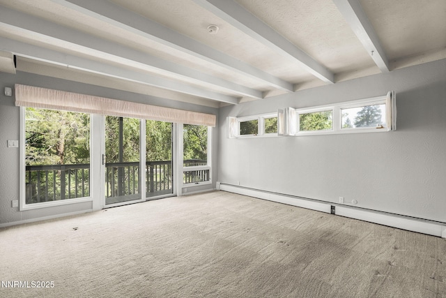 1405 Dartmouth Dr, Reno, NV 89509 - carpeted empty room with beamed ceiling and a baseboard heating unit