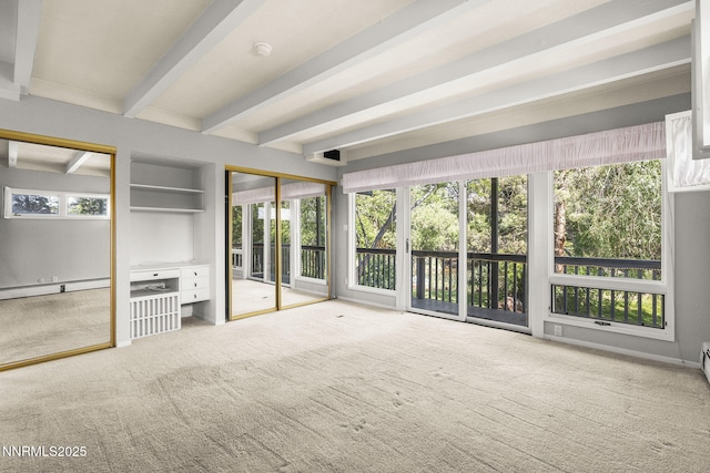 1405 Dartmouth Dr, Reno, NV 89509 - unfurnished bedroom featuring carpet, multiple windows, and beam ceiling