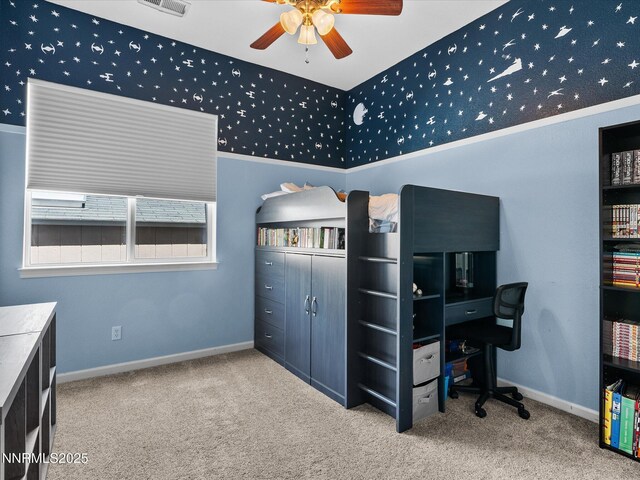 2814 S Fork Rd, Fernley, NV 89408 - office space featuring ceiling fan, carpet floors, wallpapered walls, and baseboards