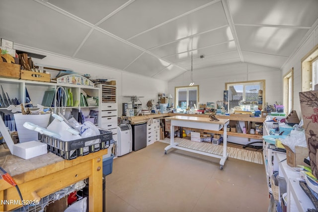 1416 Sally Ln, Gardnerville, NV 89460 - misc room with a workshop area and lofted ceiling