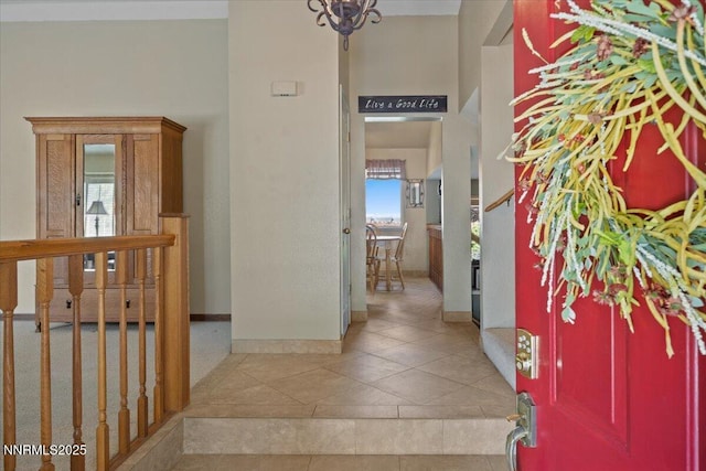 4492 Trenton Ct, Sparks, NV 89436 - foyer entrance with light tile patterned flooring and a chandelier