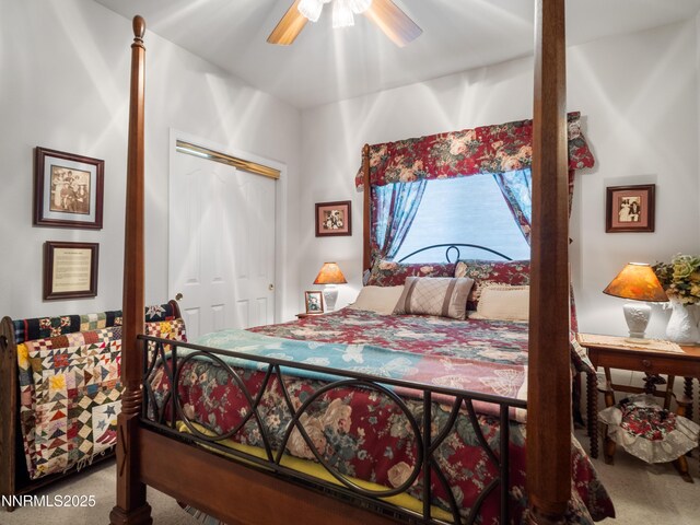 1037 Haystack Dr, Carson City, NV 89705 - bedroom with carpet flooring, a closet, and ceiling fan