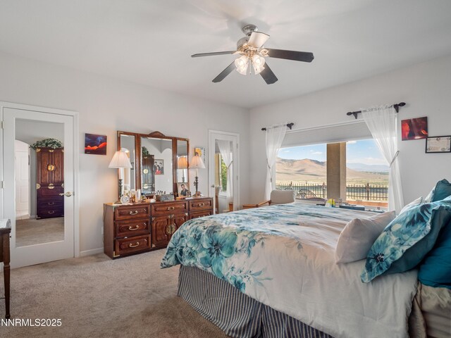 1037 Haystack Dr, Carson City, NV 89705 - bedroom with access to outside, carpet flooring, and ceiling fan