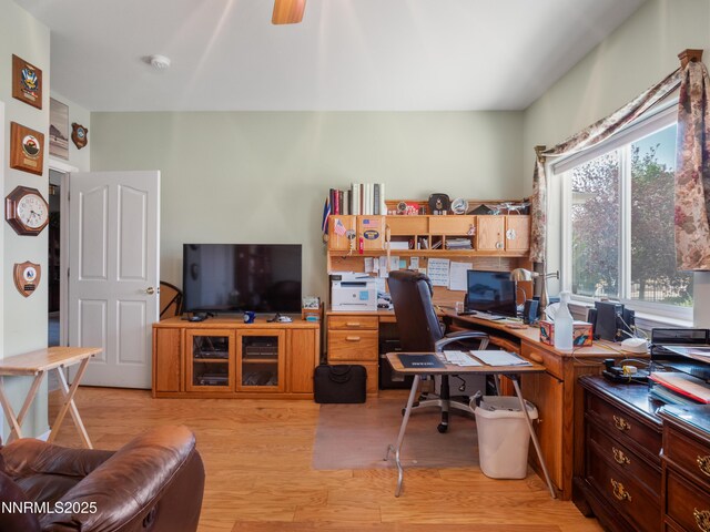 1037 Haystack Dr, Carson City, NV 89705 - office with light wood-style flooring and ceiling fan