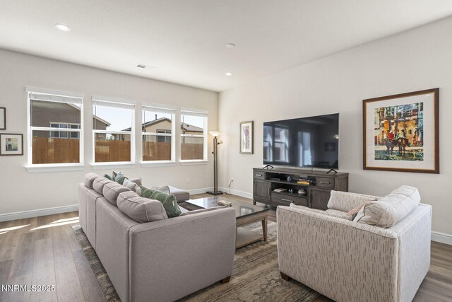 910 Cranfield Ct, Reno, NV 89506 - living area with dark wood-style flooring, baseboards, and recessed lighting