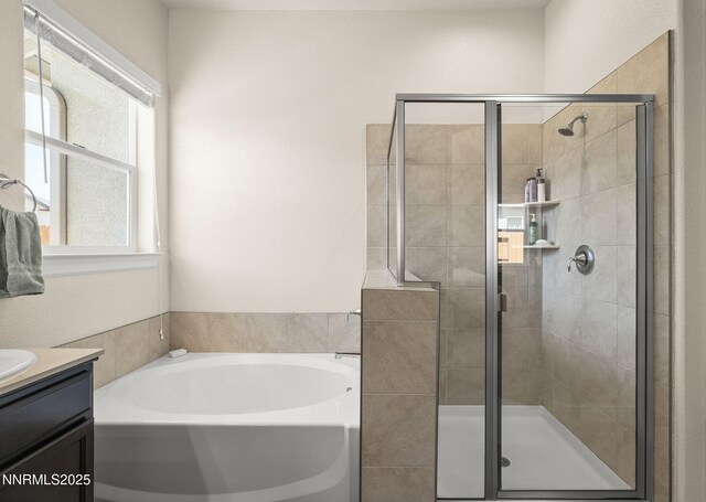 910 Cranfield Ct, Reno, NV 89506 - full bathroom with a garden tub, a shower stall, and vanity