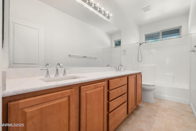 469 N Sand Crane Cir, Sparks, NV 89436 - full bath with double vanity, shower / bathtub combination, toilet, and tile patterned flooring