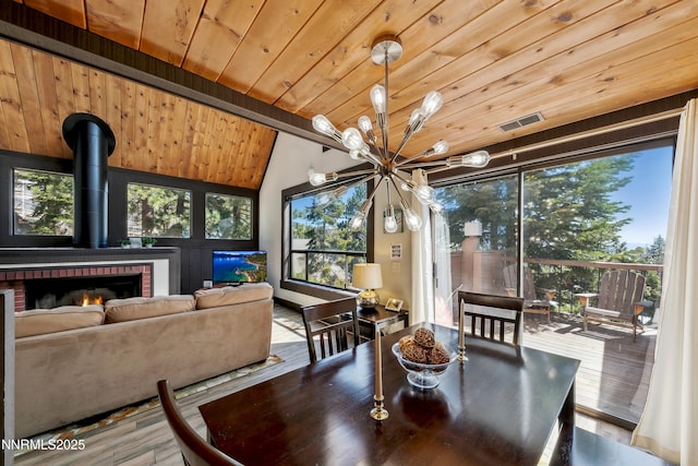 340 Quaking Aspen Ln # C, Stateline, NV 89449 - dining area featuring wooden ceiling, wood finished floors, and a chandelier