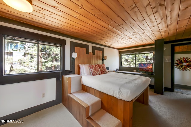 340 Quaking Aspen Ln # C, Stateline, NV 89449 - bedroom with wood ceiling, carpet floors, and multiple windows