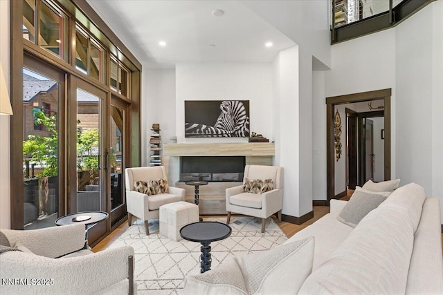 33 Beach Club Dr Unit 506, Stateline, NV 89449 - living room with wood finished floors, recessed lighting, and a fireplace