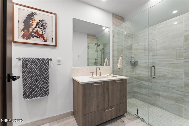 33 Beach Club Dr Unit 506, Stateline, NV 89449 - full bathroom with vanity, a stall shower, and recessed lighting
