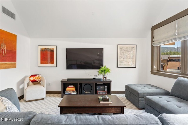 33 Beach Club Dr Unit 506, Stateline, NV 89449 - living area with vaulted ceiling and carpet flooring